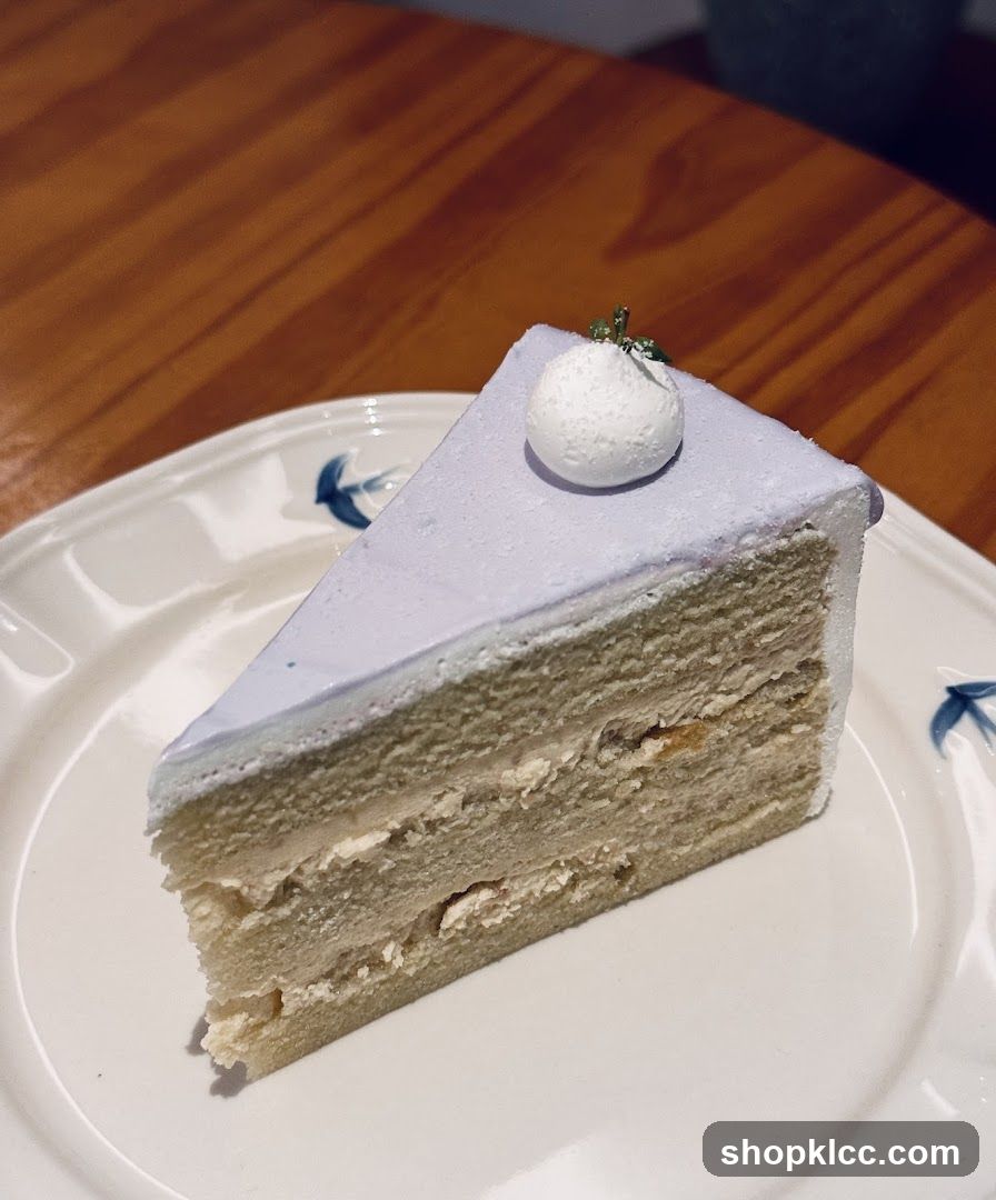Slice of layered cake on a plate