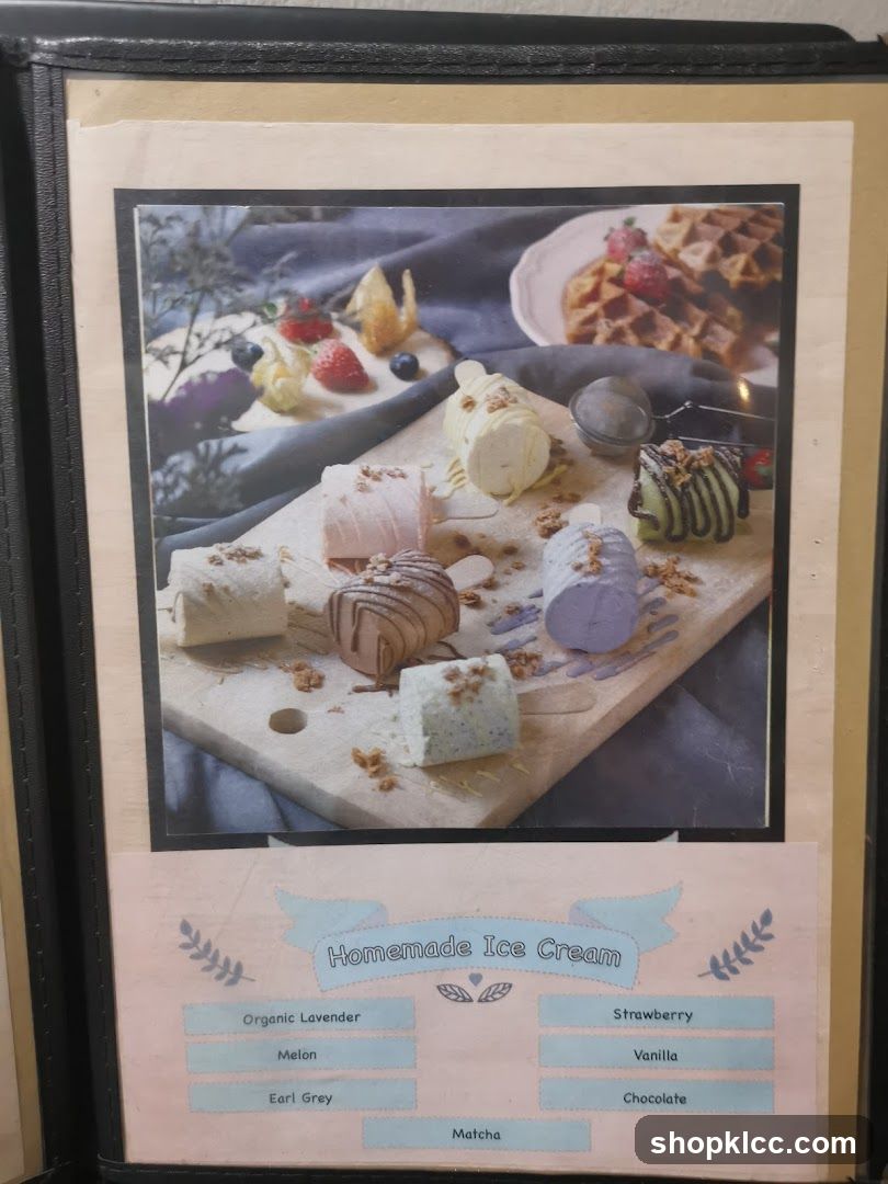 Homemade Ice Cream Menu