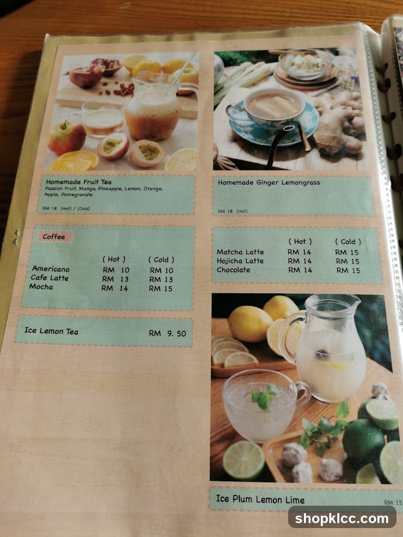 Homemade Fruit Tea and Ginger Lemongrass Menu