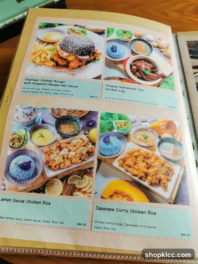 Dreamz Restaurant Menu Page