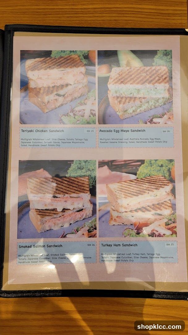 Sandwich Menu Page