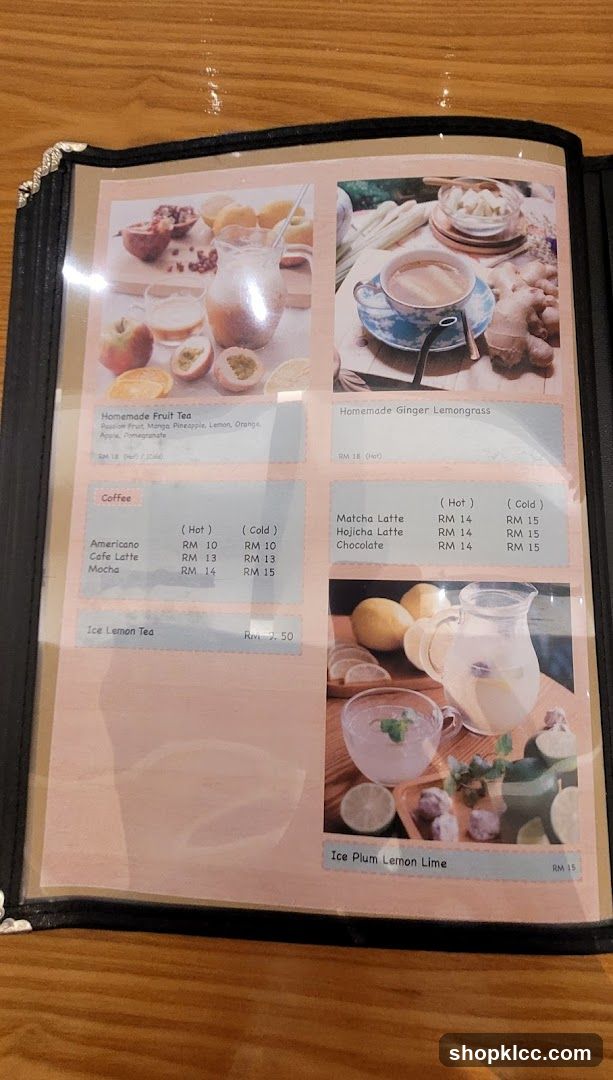 Homemade Fruit Tea & Ginger Lemongrass Menu