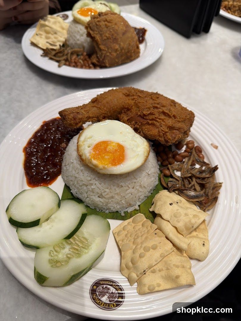 Nasi Lemak Plate with Fried Chicken
