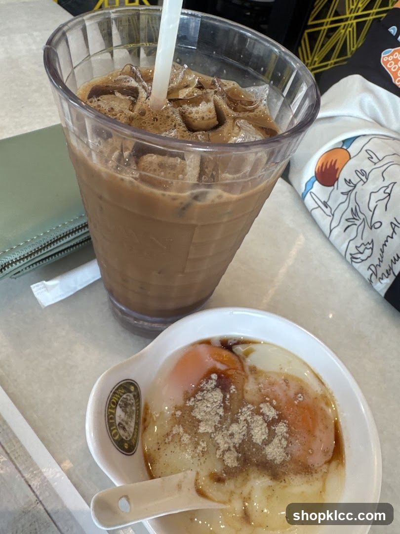Iced Coffee and Egg Dish