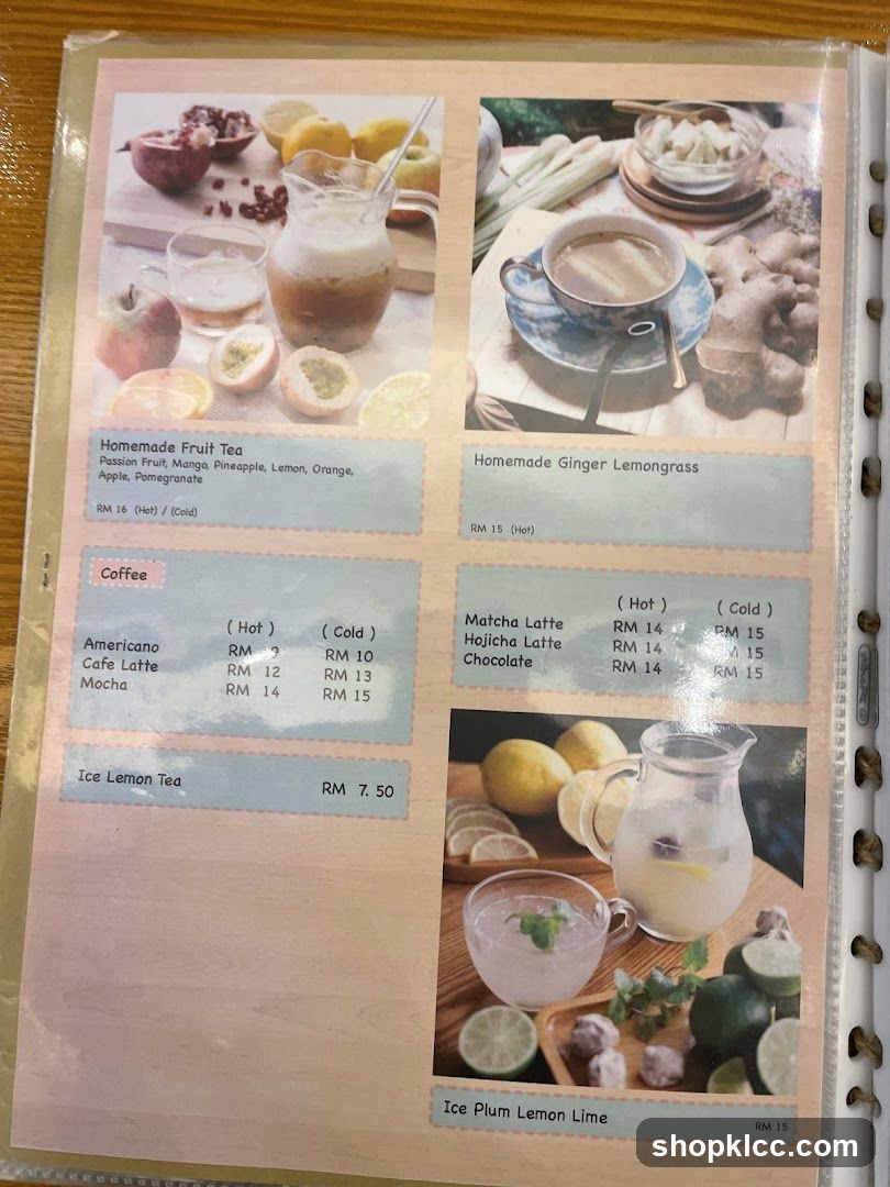 Homemade Fruit Tea & Ginger Lemongrass Menu