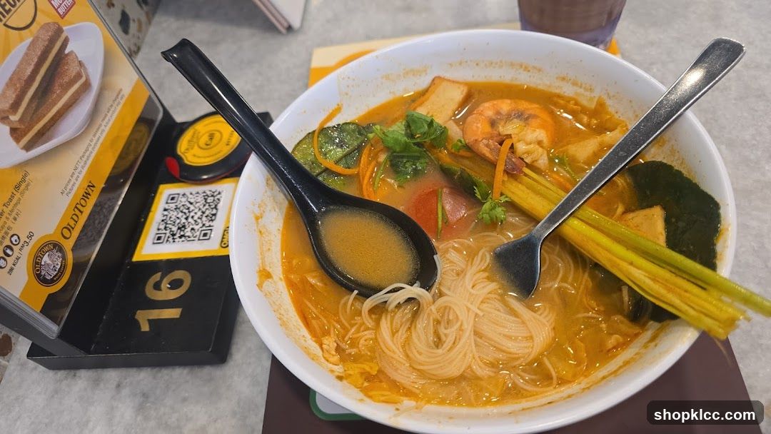 Bowl of Curry Noodles with Shrimp and Lemongrass