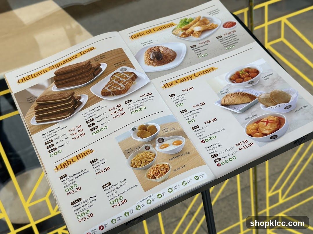 OldTown Signature Toast & The Curry Corner Menu