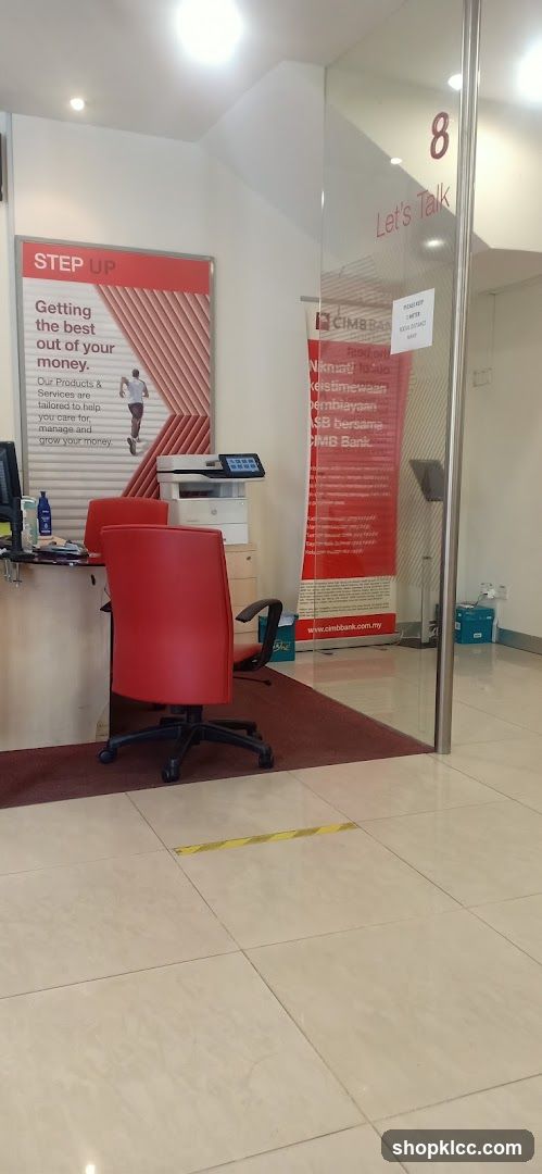 Bank Interior with Promotional Banner
