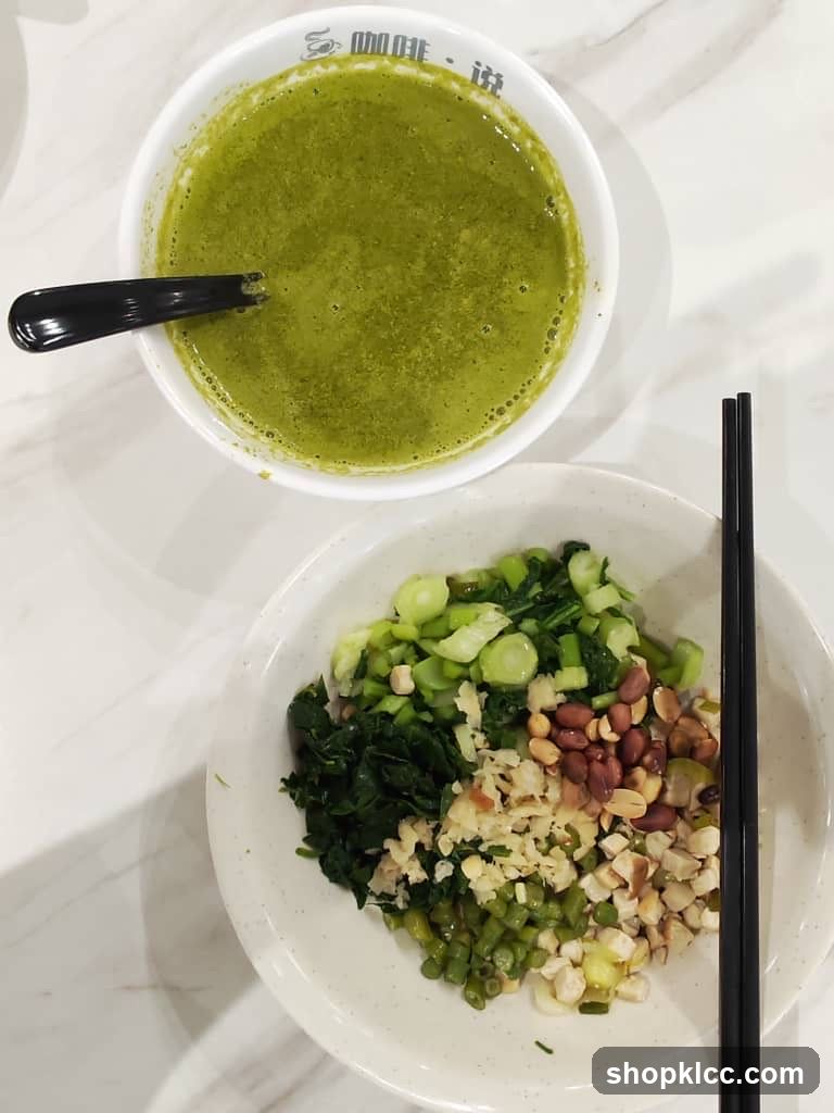 Green Soup and Vegetable Bowl
