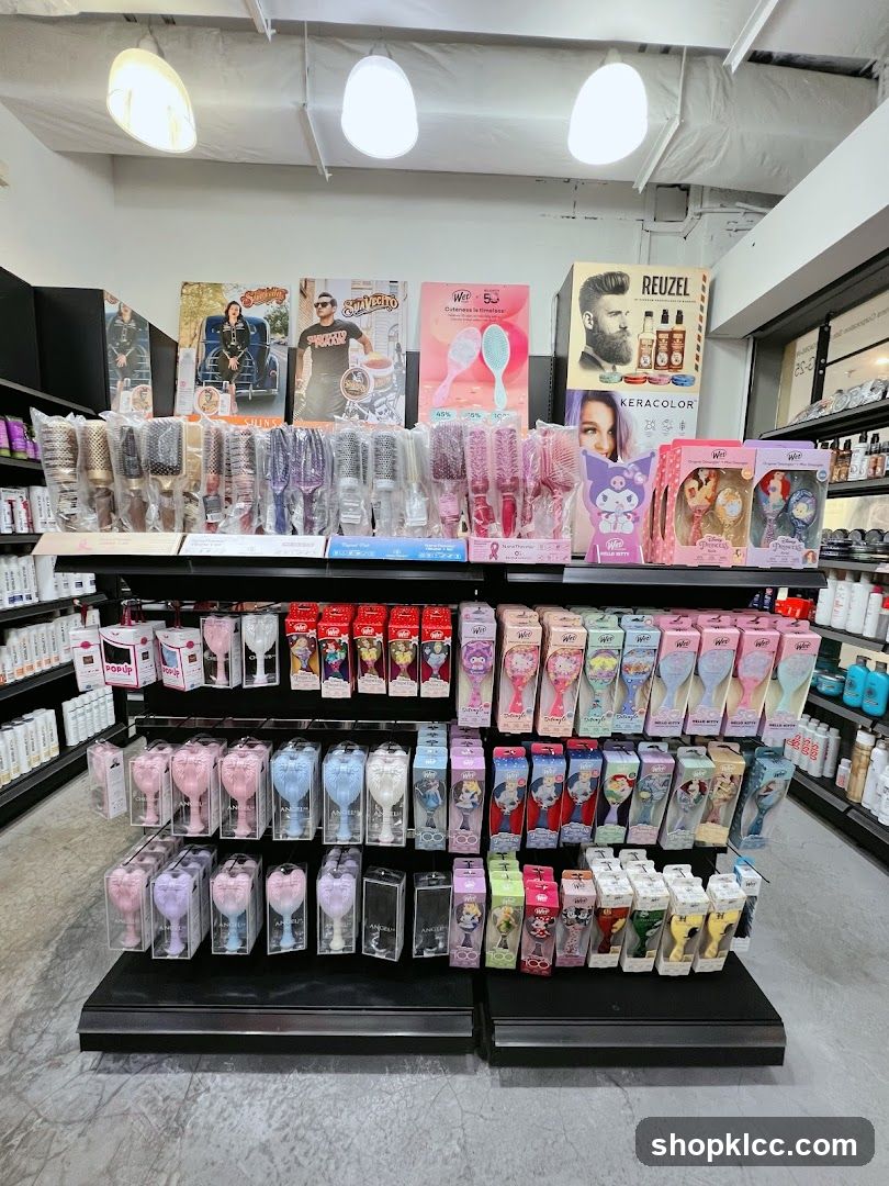 Hair Brushes and Beauty Products Display