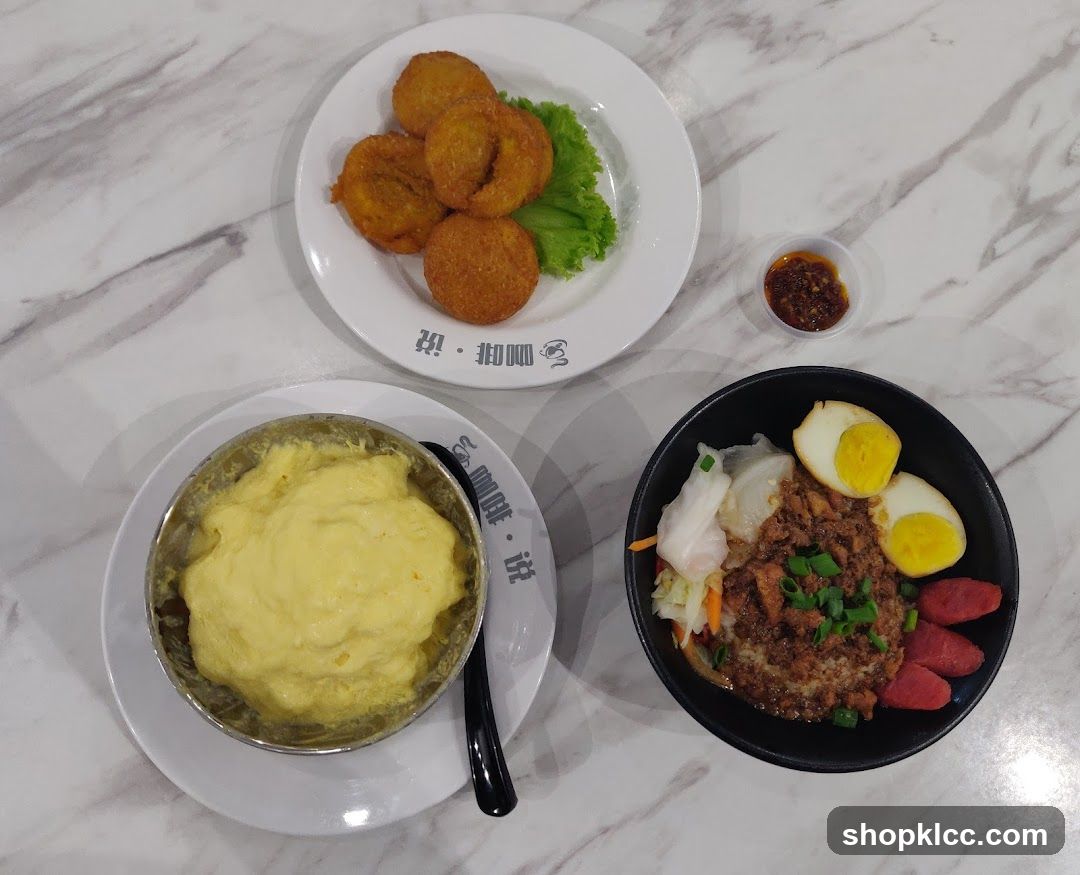 Food spread on a marble table
