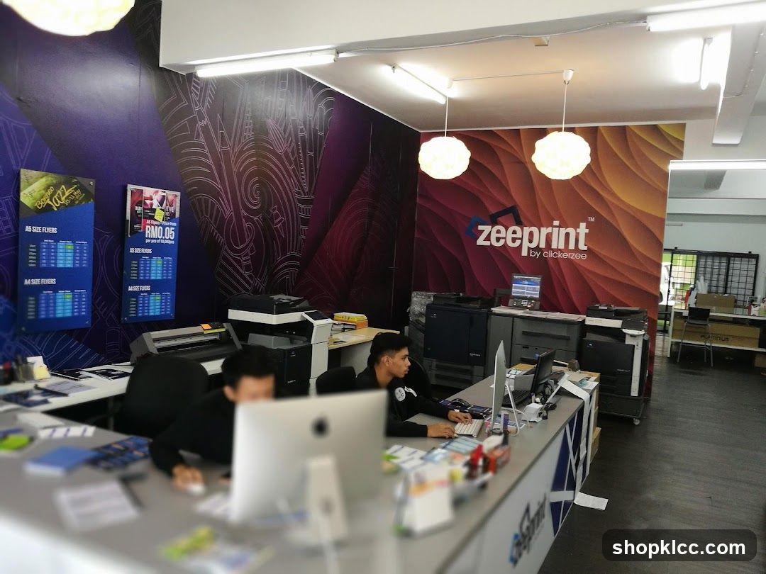 Office Interior with Branding and Staff