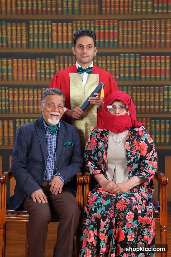 Graduation Portrait in Library Setting