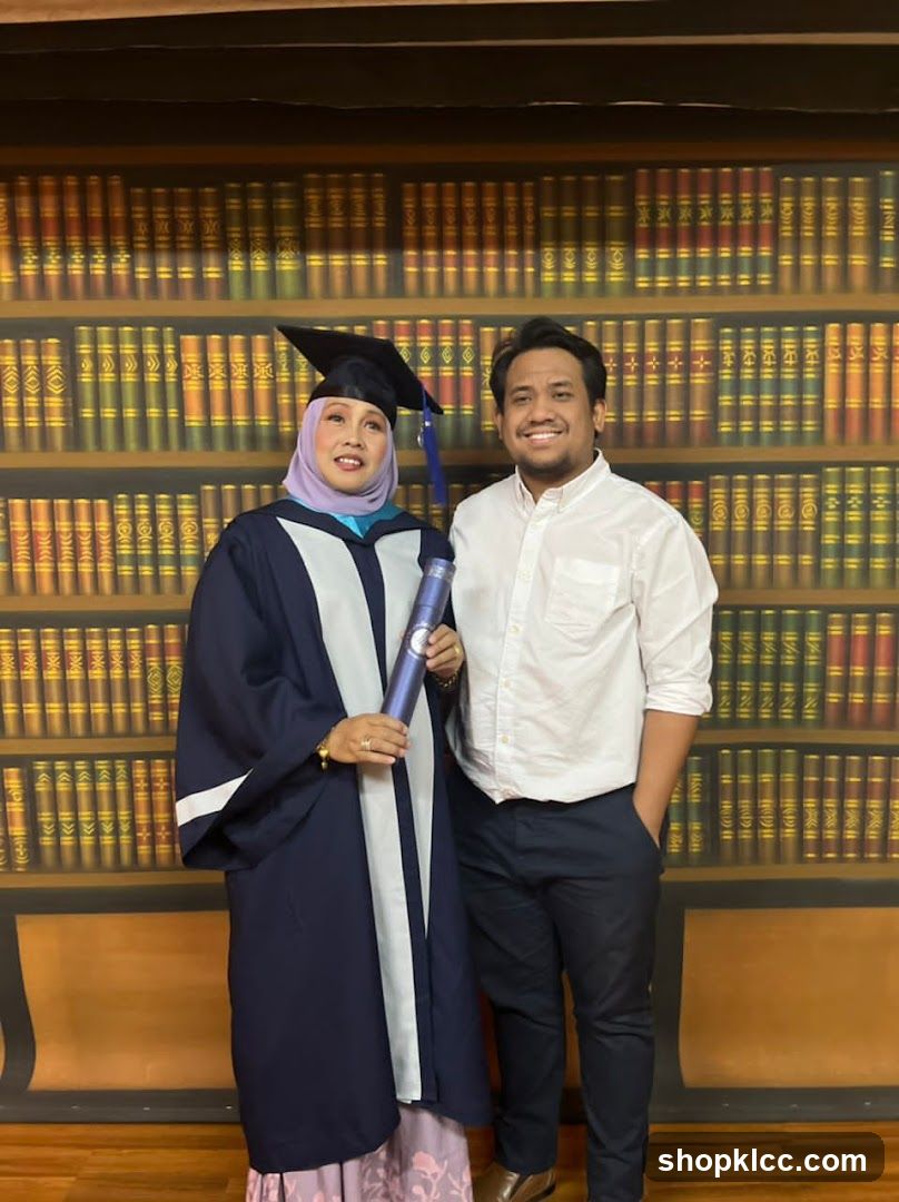 Graduation Photo with Bookshelf Background