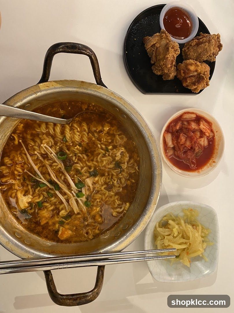 Korean-style Ramen and Fried Chicken Meal