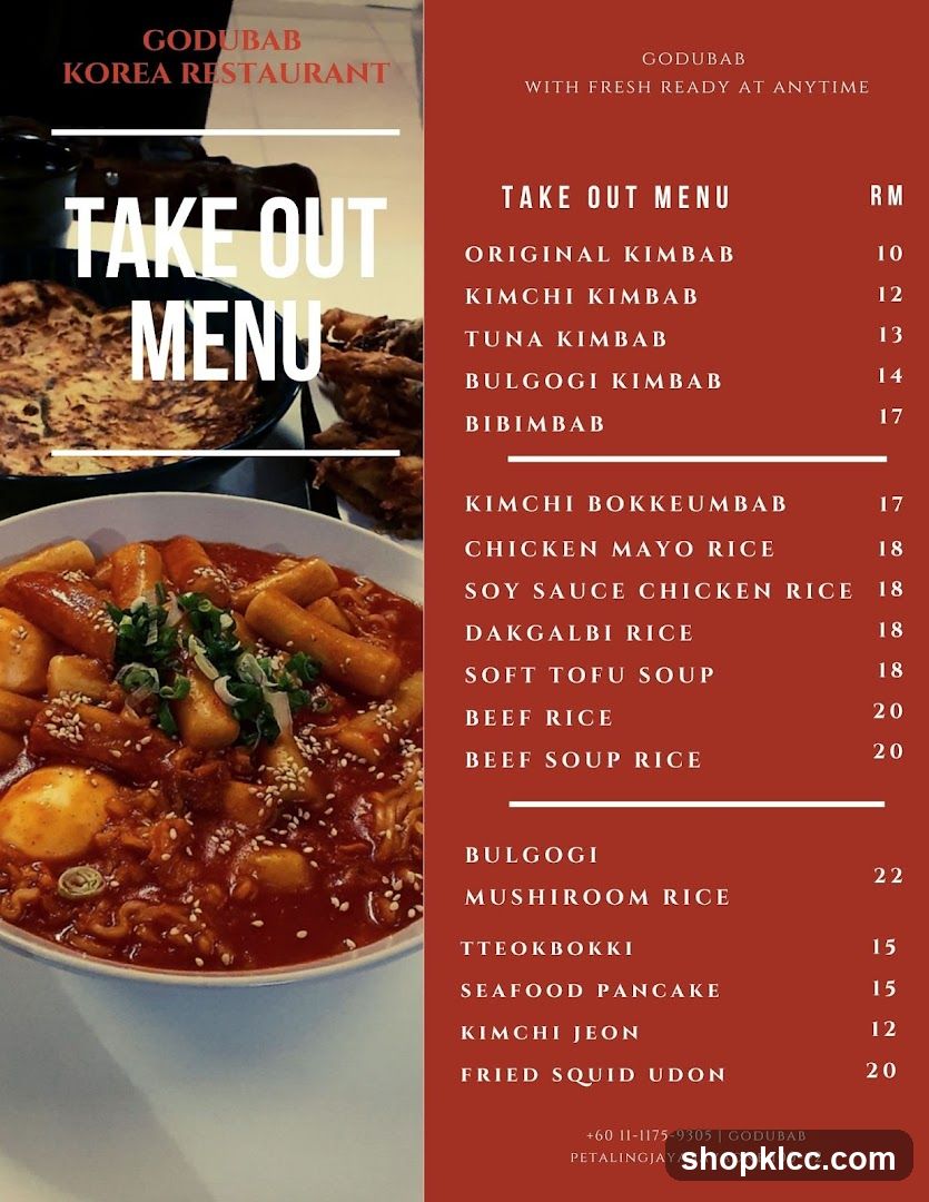 Godubab Korea Restaurant Take Out Menu