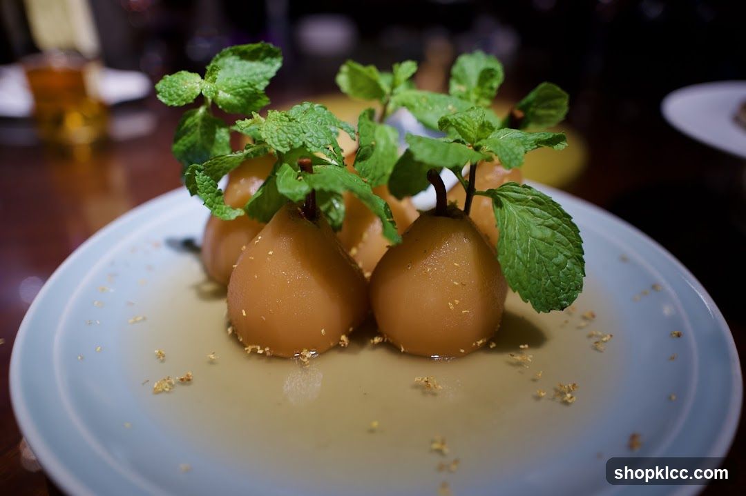 Poached Pears with Mint