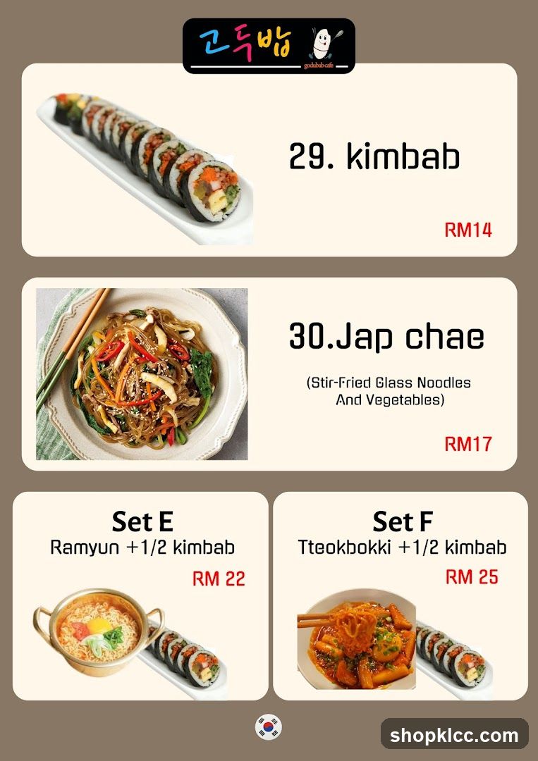 Korean Food Menu
