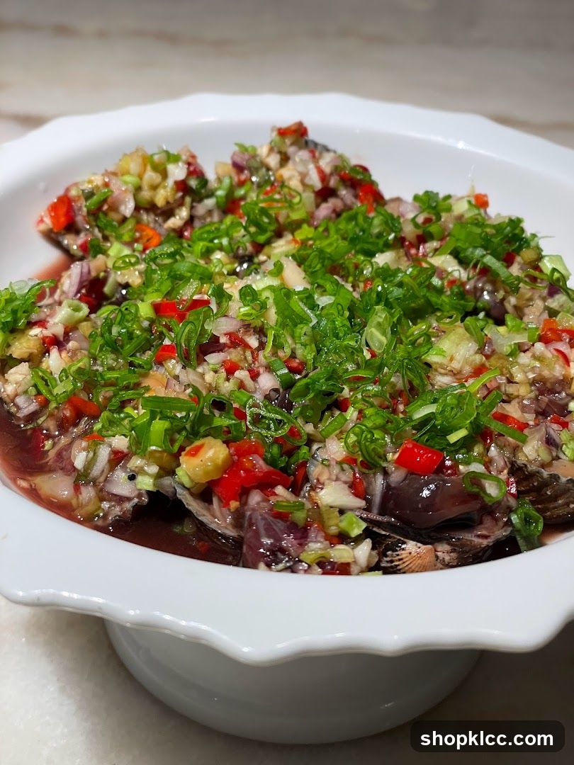 Seafood dish with chopped vegetables