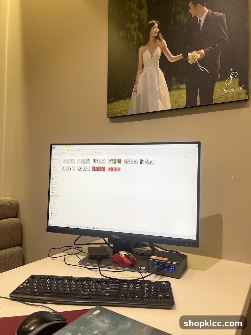 Workstation with Wedding Photo Display