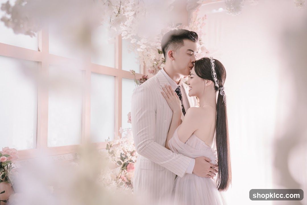Couple in wedding attire