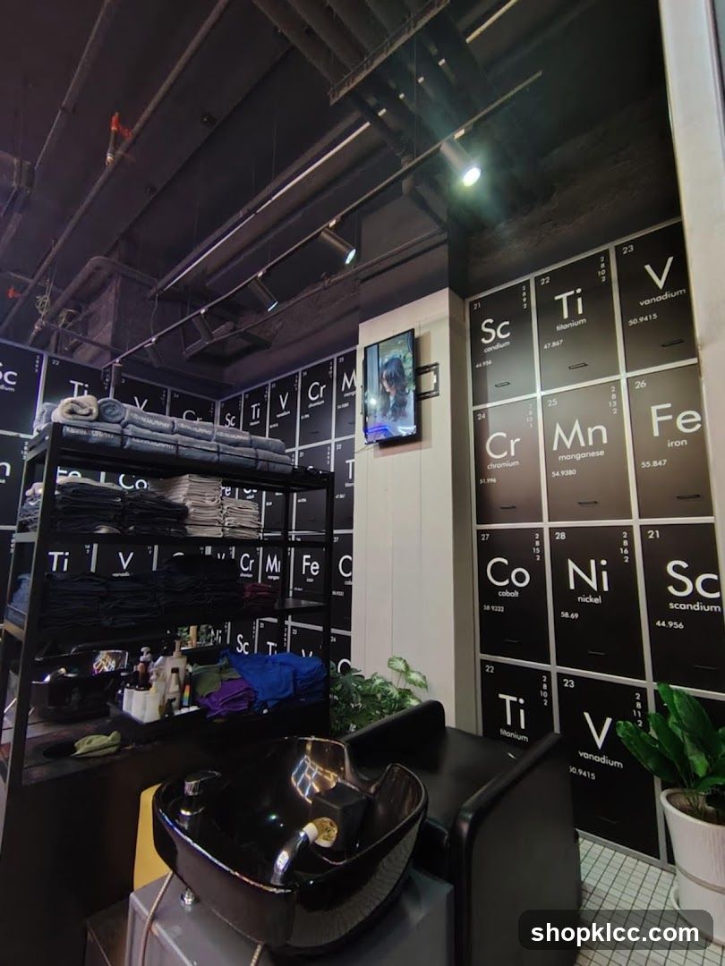 Interior of a salon or spa with periodic table theme