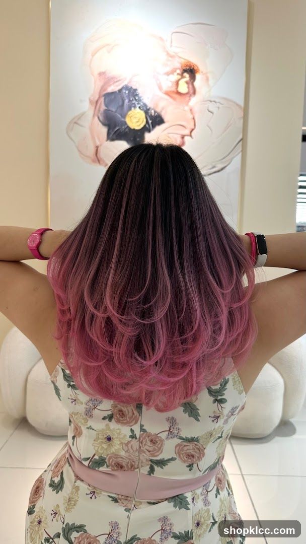 Pink Ombre Hair Back View
