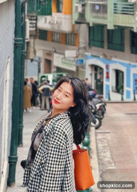 Street Scene with Woman in Checkered Coat