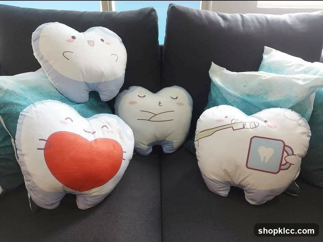 Dental Tooth Plushies on Couch