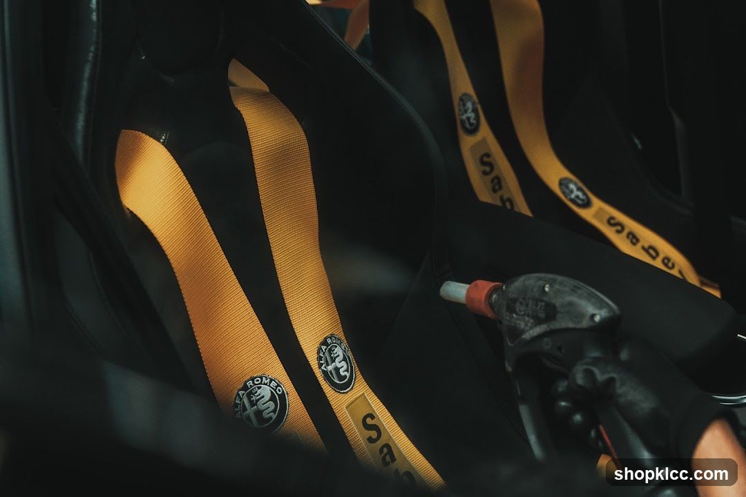 Car Interior with Seatbelts and Fuel Pump