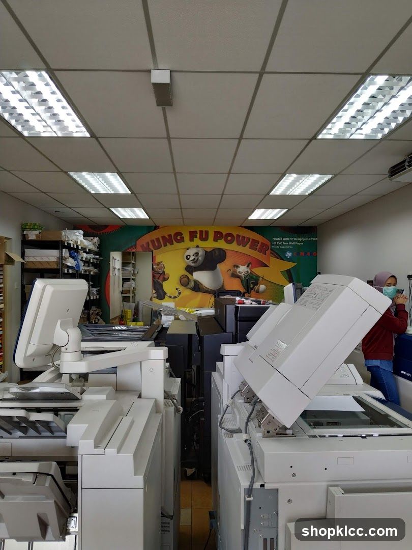 Office Interior with Printers and Decor