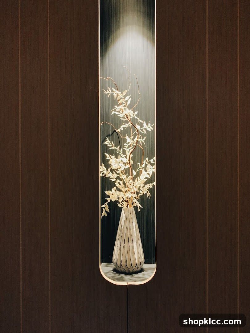 Wall-mounted vase with dried branches