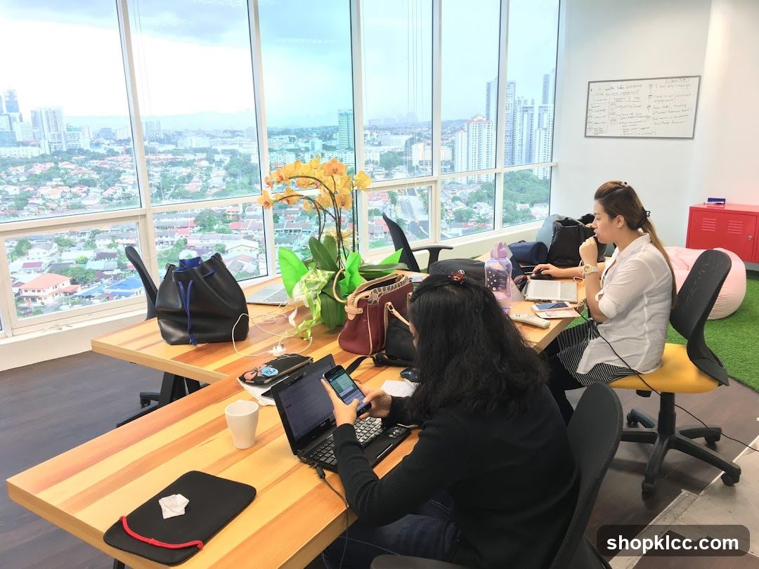 Office interior with city view
