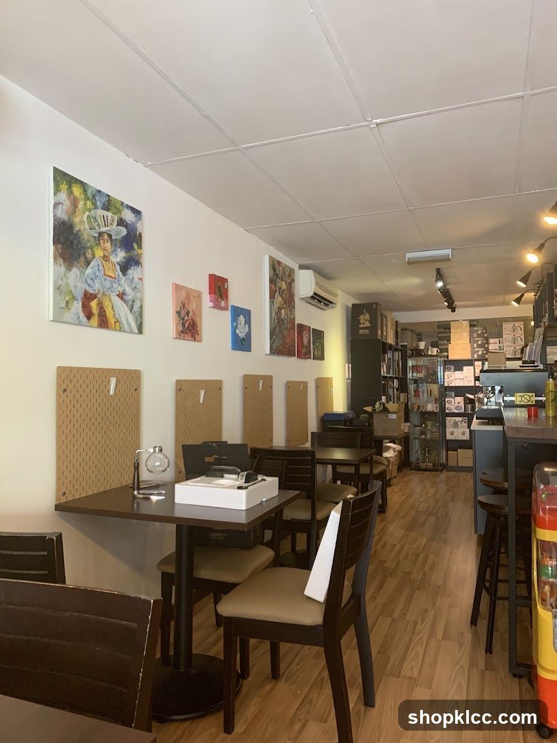 Cafe Interior with Art and Seating