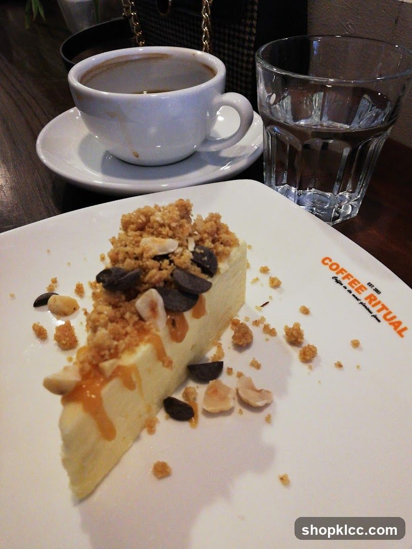 Cheesecake with Coffee and Water