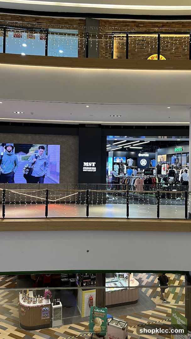 Mall Interior with Clothing Stores and Ice Cream Shop