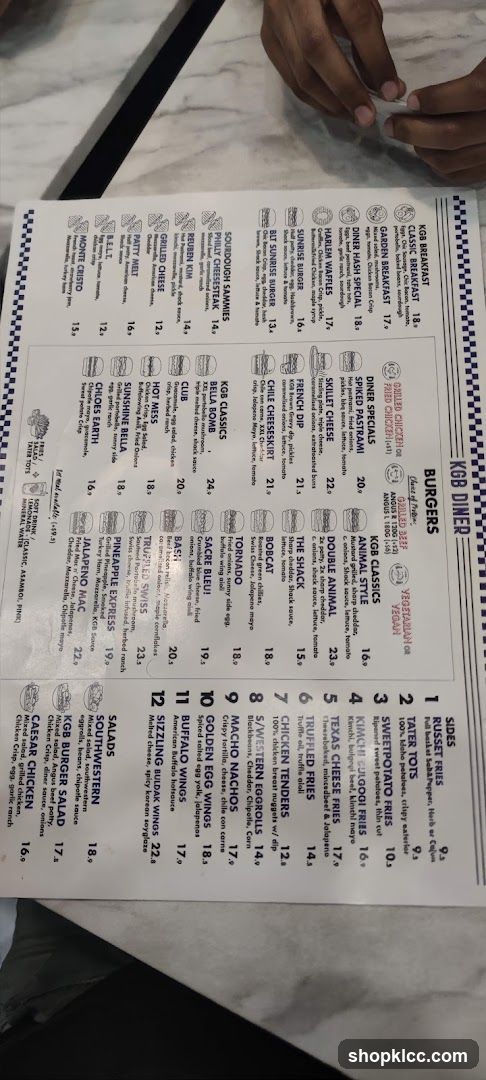 KGB DINER MENU