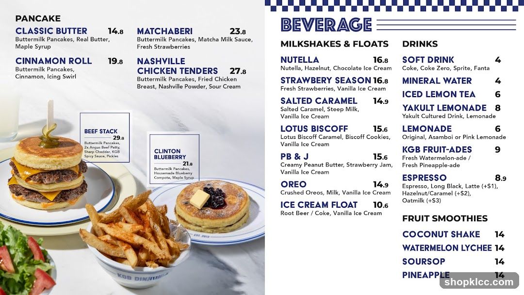 Pancake and Beverage Menu