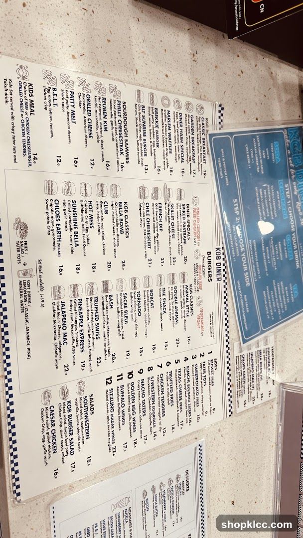KGB DINER MENU