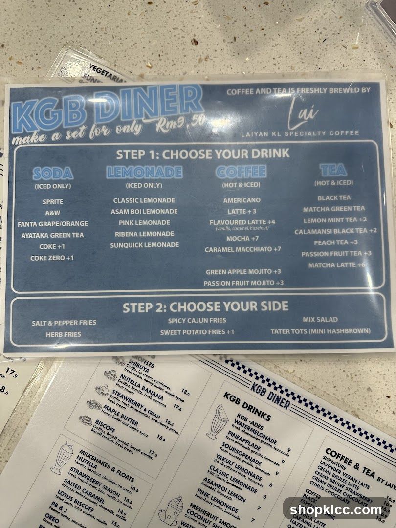 KGB DINER Menu