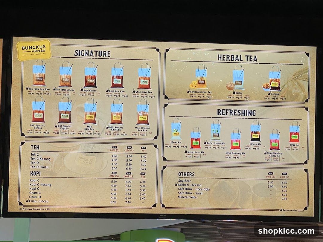 BUNGKUS KAWKAW Menu