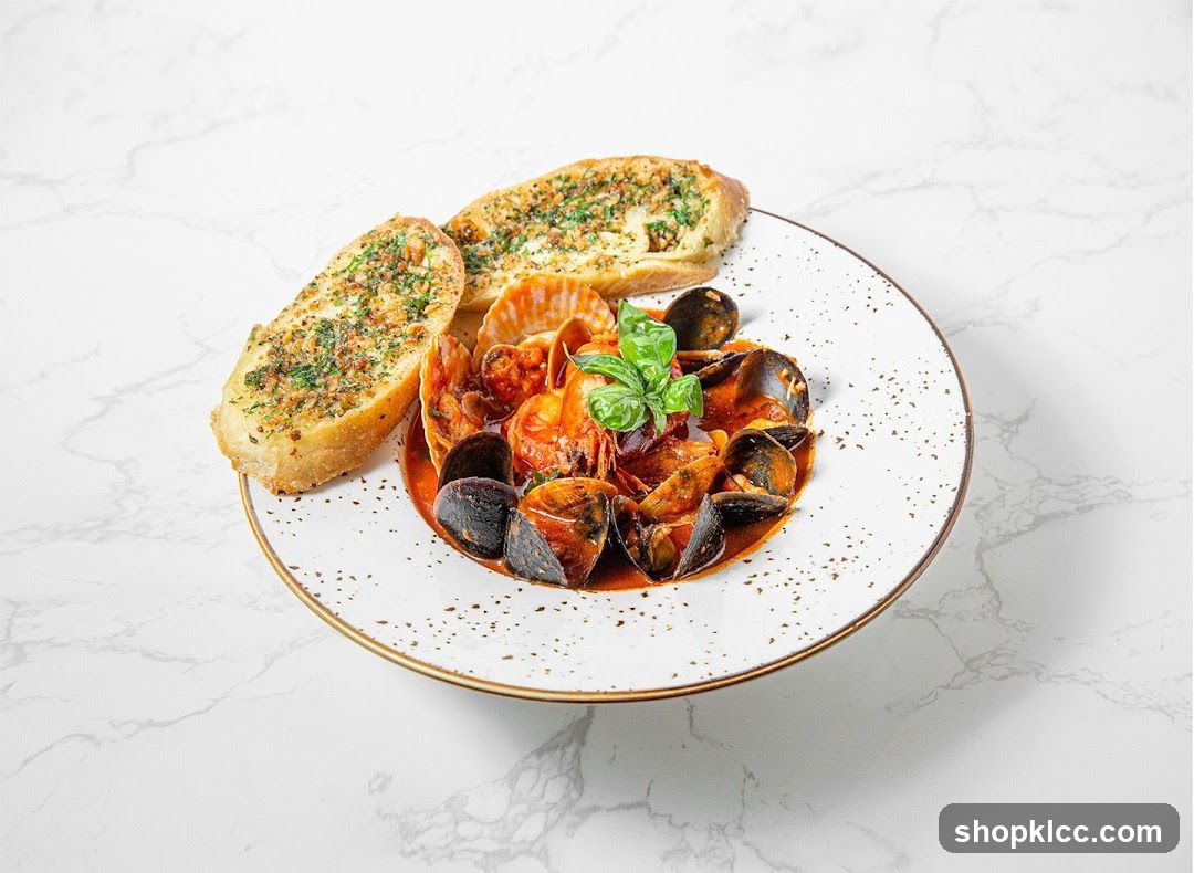 Seafood Stew with Garlic Bread