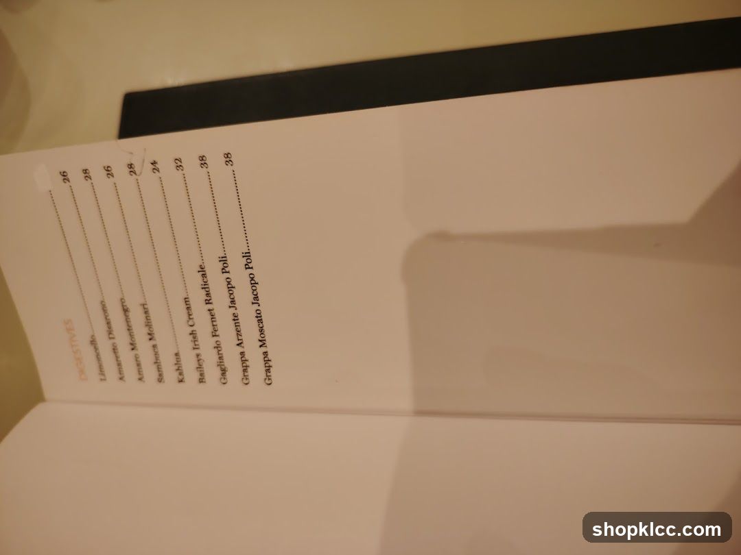Digestives Menu