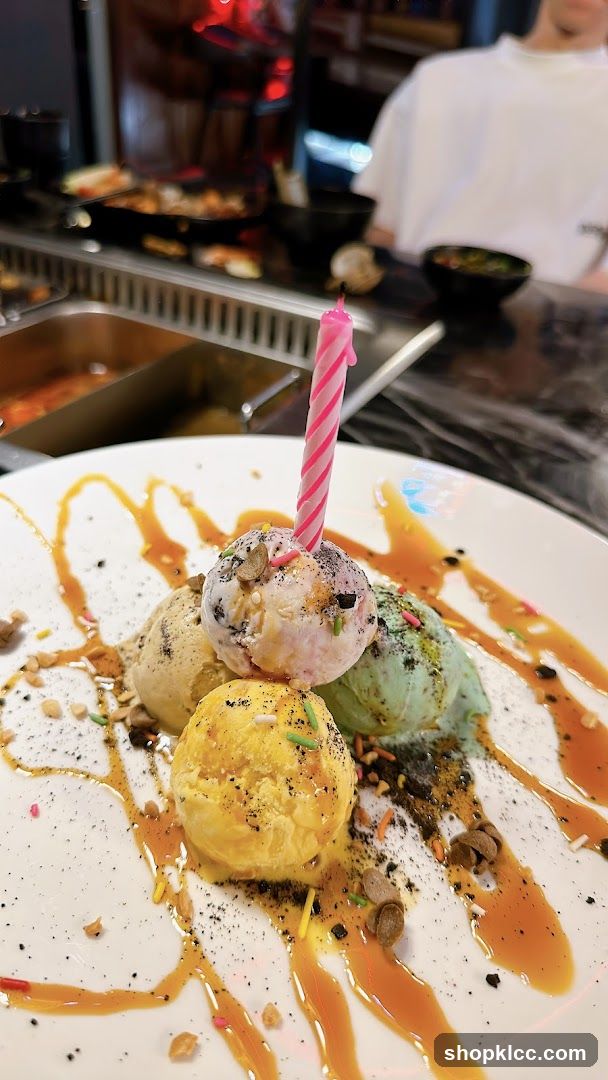 Ice Cream Dessert with Candle
