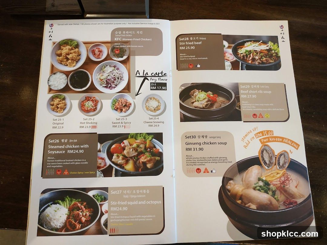 Korean Food Menu