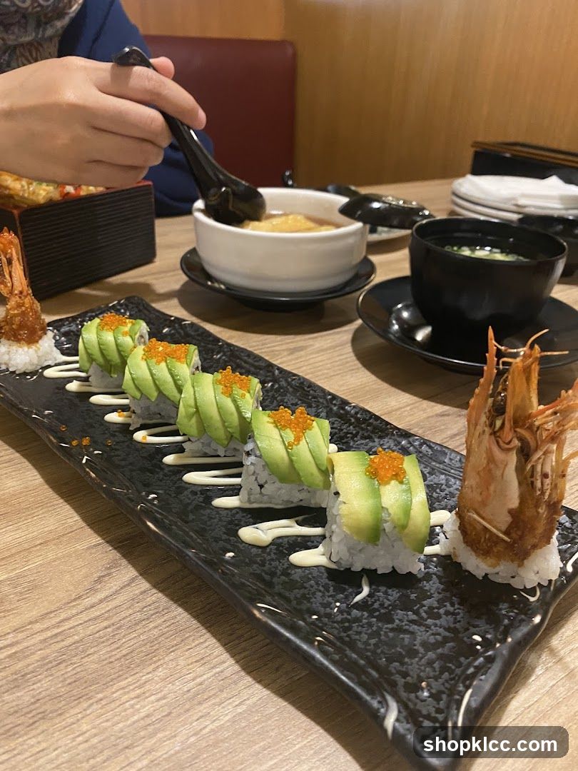 Avocado Sushi and Shrimp Tempura