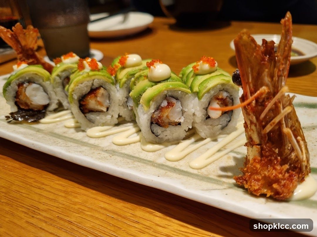 Avocado Sushi Roll with Fried Shrimp