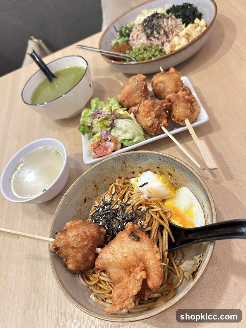 Noodles with Fried Chicken and Soup