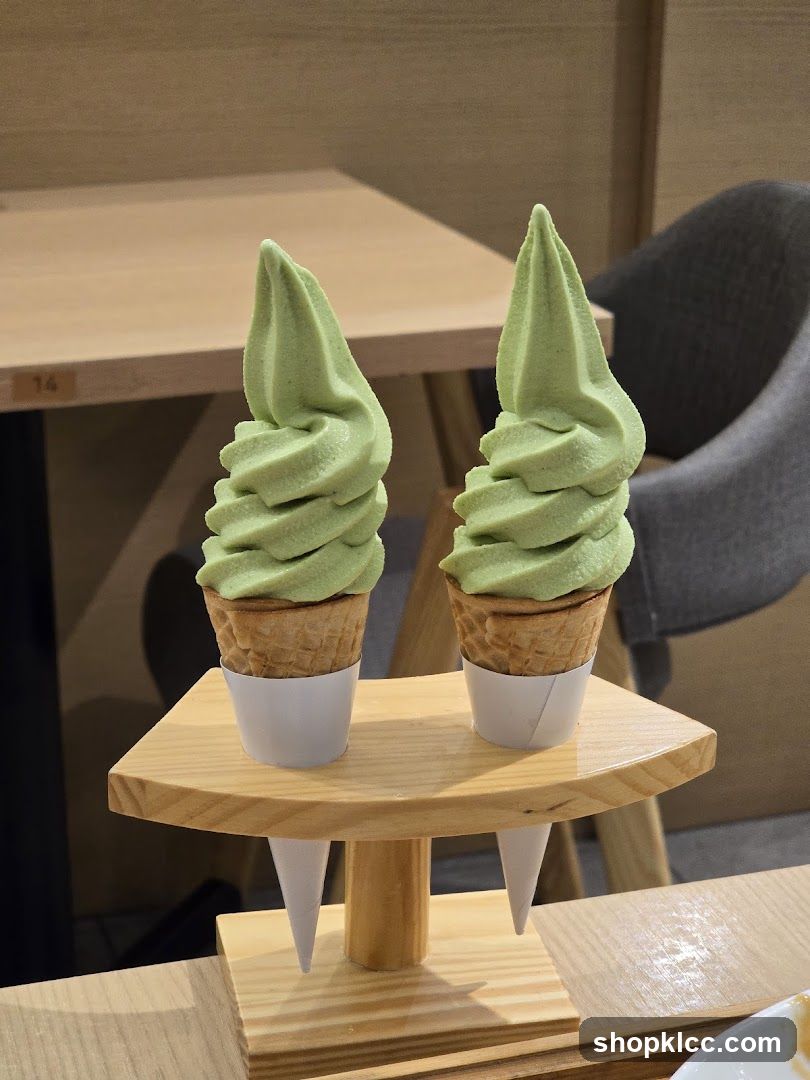 Matcha Soft Serve Ice Cream Cones