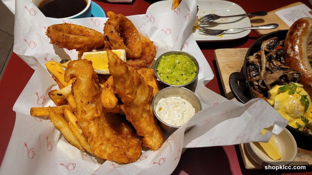 Fish and Chips with Sausage and Eggs